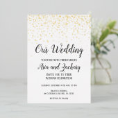Invitation En Aluminium Gold Confetti Notre Mariage (Debout devant)