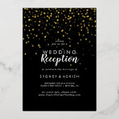 Invitation En Aluminium Gold Confetti|Réception de mariage noir uniquement (Recto)
