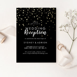 Invitation En Aluminium Gold Confetti Réception de mariage noir uniquement