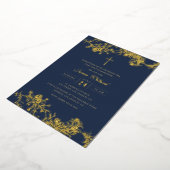 Invitation En Aluminium Gold Cross Navy Boys Première communion (Rotation)