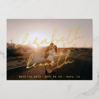 Gold Custom Modern Names Photo Enregistrer la date