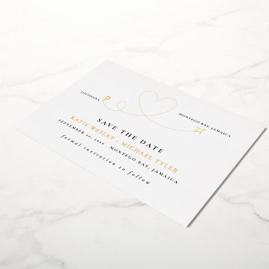 Invitation En Aluminium Gold Destination Wedding Enregistrer la date (Rotation)