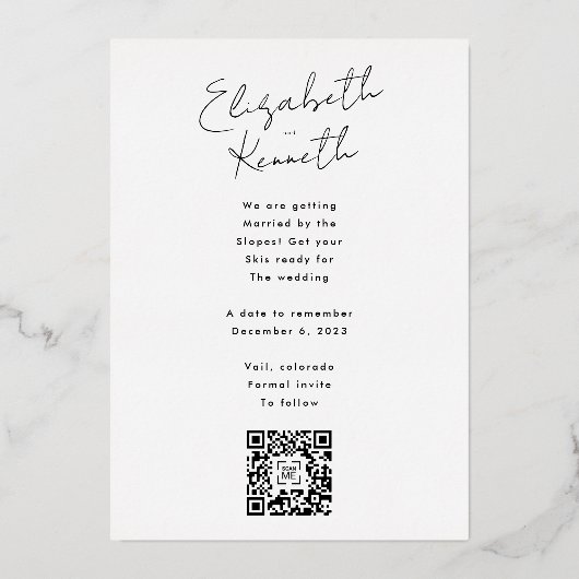 Invitation En Aluminium Gold Ecrit personnalisé QR Code photo Enregistrer  (Verso)