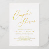 Invitation En Aluminium Gold élégant script moderne couple minimal (Recto)