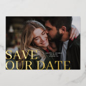 Invitation En Aluminium Gold Enregistrer notre date Elegant Classic Photo  (Recto)
