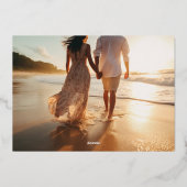 Invitation En Aluminium Gold Enregistrer notre date Elegant Classic Photo  (Verso)