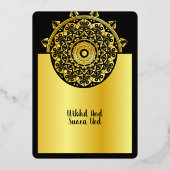 Invitation En Aluminium Gold et Black Elegant Wedding Enregistrer la date (Verso)