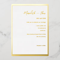 Gold Et Blanc Minimal Élégant Mariage Foil Invita