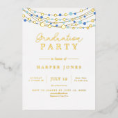 Invitation En Aluminium Gold et bleu élégant Graduation Class de 2025 (Recto)