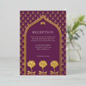 Invitation En Aluminium Gold Floral Marigold Réception de mariage indien (Debout devant)
