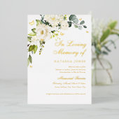 Invitation En Aluminium Gold Floral Memorial Service (Debout devant)