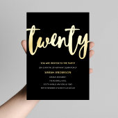 Invitation En Aluminium Gold Foil 20e fête d'anniversaire