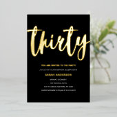 Invitation En Aluminium Gold Foil 30e fête d'anniversaire (Debout devant)