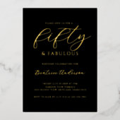Invitation En Aluminium Gold Foil 50 and Fabulous Black (Recto)