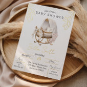 Invitation En Aluminium Gold Foil Baby Shower Elegant Script Cradle