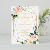 Invitation En Aluminium GOLD FOIL Blush Floral Mariage (Debout devant)