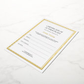 Invitation En Aluminium Gold Foil Bordure Certificat d'authenticité Art (Rotation)