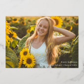 Invitation En Aluminium Gold Foil Calligraphie Graduation Merci photo (Recto)