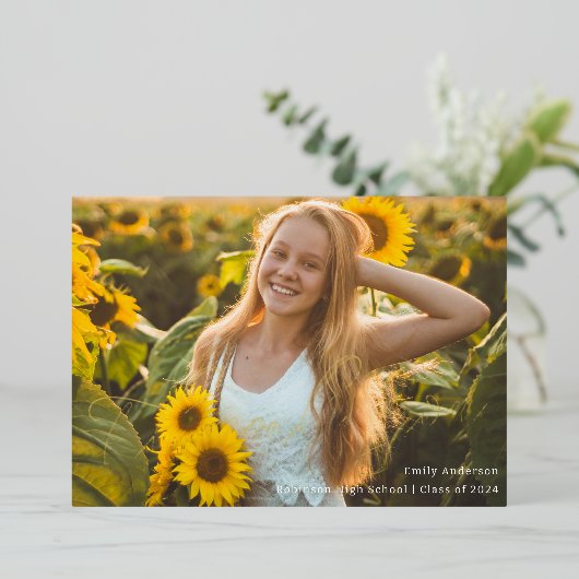 Invitation En Aluminium Gold Foil Calligraphie Graduation Merci photo (Debout devant)