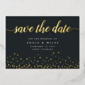 Invitation En Aluminium Gold Foil Calligraphy Confetti Enregistrer la cart (Recto)