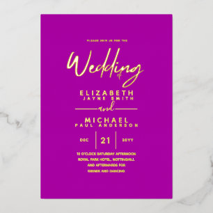 Invitation En Aluminium GOLD FOIL Cerise rose moderne tout en 1 Mariage