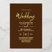 Invitation En Aluminium GOLD FOIL Chocolat chaud moderne tout-en-1 Mariage (Recto)