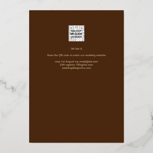 Invitation En Aluminium GOLD FOIL Chocolat chaud moderne tout-en-1 Mariage (Verso)