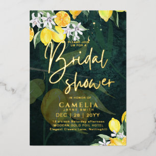 Invitation En Aluminium Gold Foil Citron Zest FÊTE DES MARIÉES QR Code