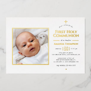 Invitation En Aluminium Gold Foil communion géométrique sainte