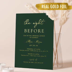 Invitation En Aluminium Gold Foil Emerald Green La Nuit Avant Le Dîner
