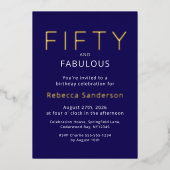 Invitation En Aluminium Gold Foil Fifty and Fabulous 50th Birthday Party (Recto)