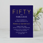 Invitation En Aluminium Gold Foil Fifty and Fabulous 50th Birthday Party (Debout devant)