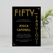 Invitation En Aluminium Gold Foil Fifty and Fabulous 50th Birthday Party (Debout devant)