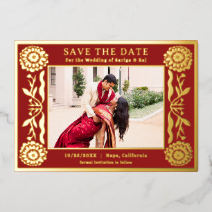 Invitation En Aluminium Gold Foil Floral Marigold Indien Enregistrer La Da