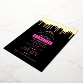 Invitation En Aluminium Gold Foil Girly rose 15e anniversaire Quinceanera (Rotation)