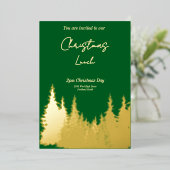 Invitation En Aluminium Gold Foil Green Pine Tree Noël (Debout devant)