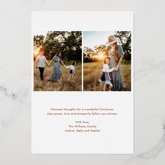 Invitation En Aluminium Gold Foil Happy Holidays Photo Christmas Card (Verso)