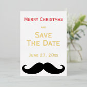 Invitation En Aluminium Gold Foil Joyeux Noël Sauvegarder la date Moustach (Debout devant)