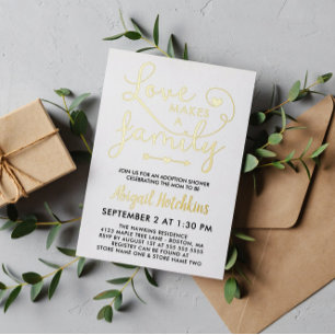 Invitation En Aluminium Gold Foil Love Fait Une Douche D'Adoption Familial