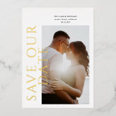 Invitation En Aluminium Gold Foil Mariage moderne Enregistrer la date (Recto)