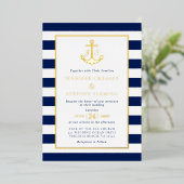 Invitation En Aluminium Gold Foil Marine Ancre Mariage  (Debout devant)