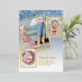 Invitation En Aluminium Gold Foil MERCI photo Collage moderne QR CODE (Debout devant)