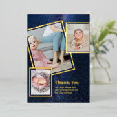 Invitation En Aluminium Gold Foil MERCI photo Collage moderne QR CODE (Debout devant)