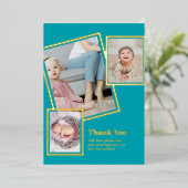 Invitation En Aluminium Gold Foil MERCI photo Collage moderne QR CODE (Debout devant)