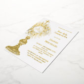 Invitation En Aluminium Gold foil monstrance | First Holy Communion (Rotation)