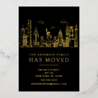 Gold Foil New York Cityscape Moving Foil Invitati