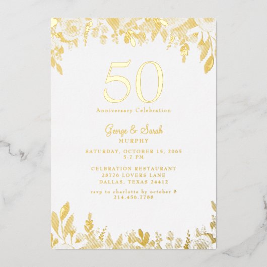 Invitation En Aluminium Gold Foil Nous faisons toujours Mariage Anniversai (Recto)