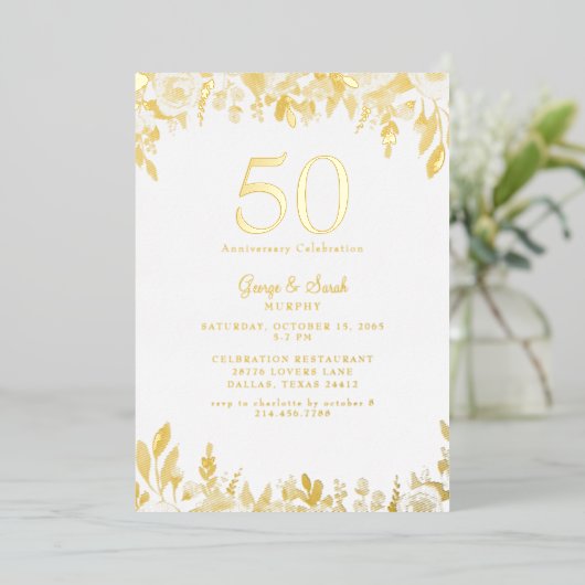 Invitation En Aluminium Gold Foil Nous faisons toujours Mariage Anniversai (Debout devant)