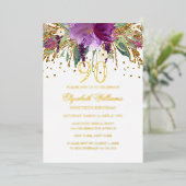Invitation En Aluminium GOLD FOIL Parties scintillant florale Améthyste 90 (Debout devant)