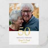 Invitation En Aluminium Gold Foil Photo Mariage Anniversaire (Recto)